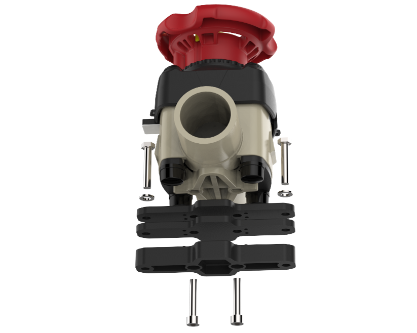 Praher T7 Series 2-Way Diaphragm Valves - diagram showing bracket screws