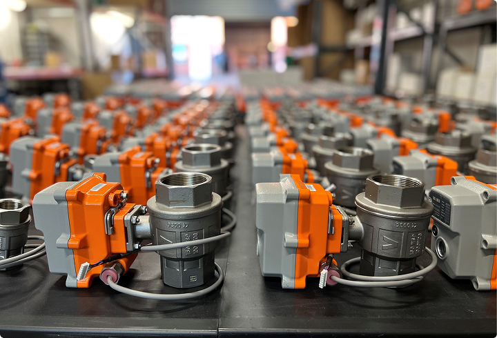 Metal valves attached to actuators
